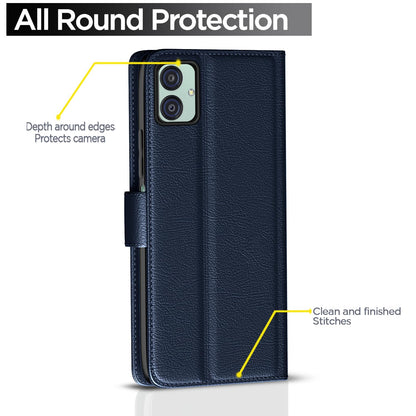 Samsung M04/F04/A04e wallet flip cover in blue by Pikkme – photo 4