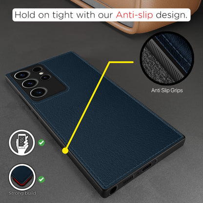 Pikkme Samsung Galaxy S23 Ultra 5G Leatherback Back Case | Blue