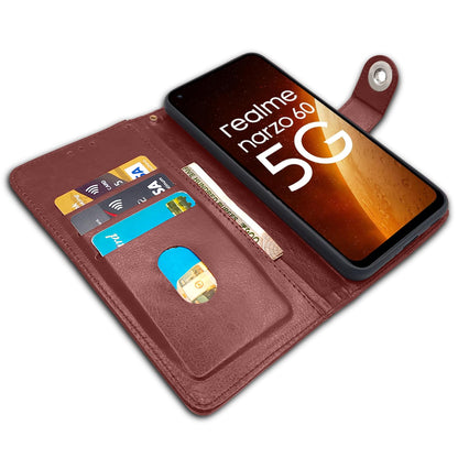 Brown Button mobile flip cover for Realme Narzo 60 5G – Pikkme – photo 3