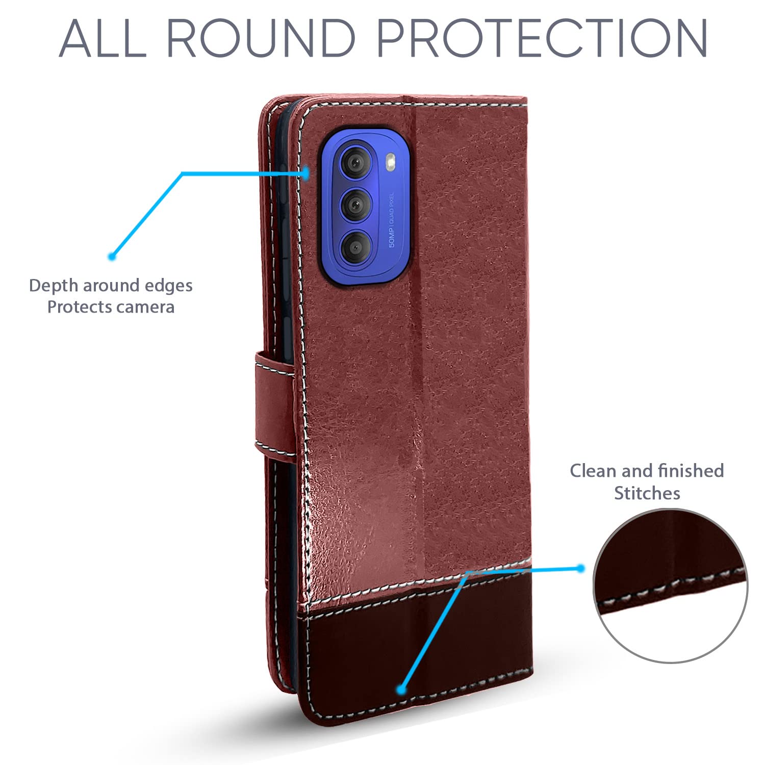 Moto G51 5G flip cover in brown & coffee by Pikkme – photo 2