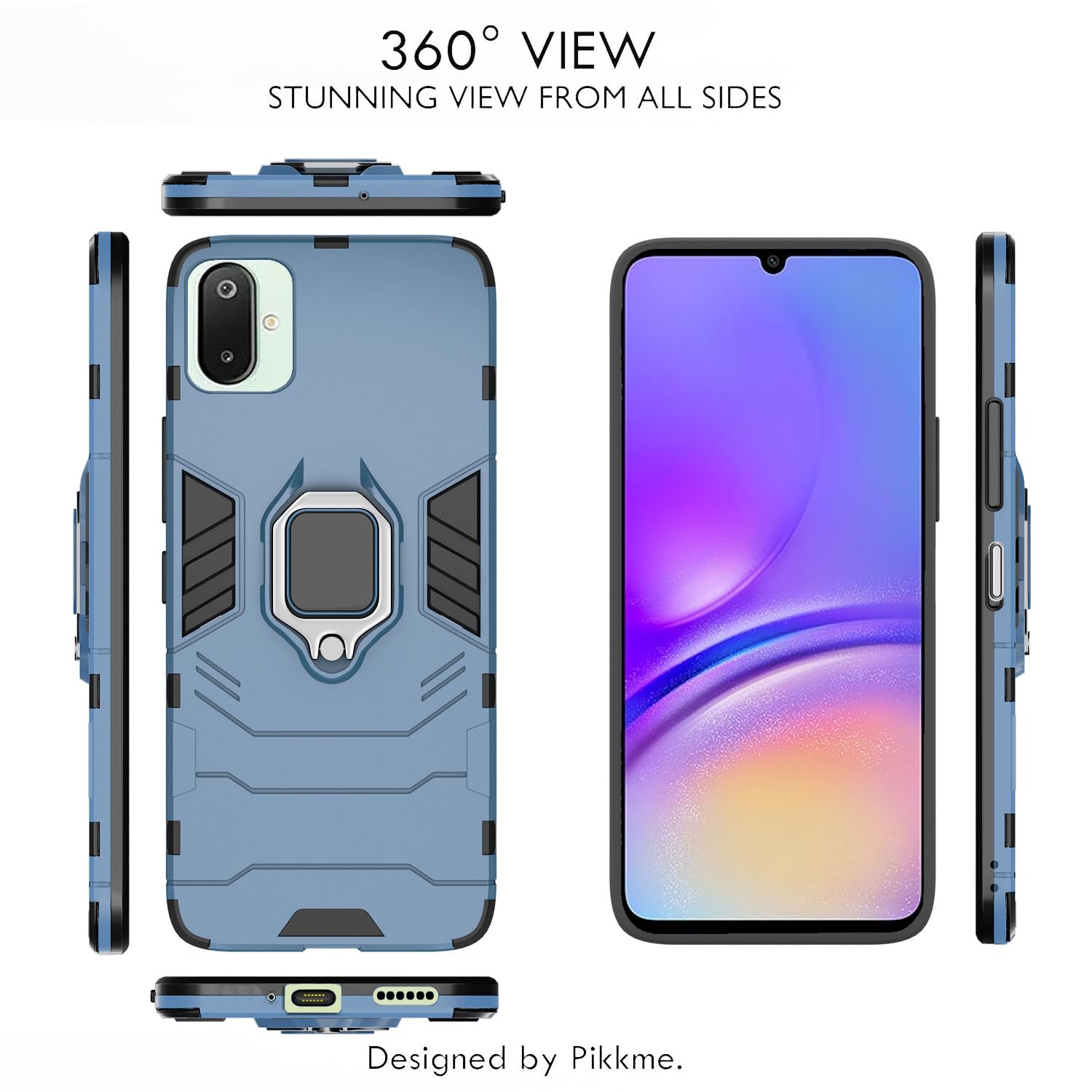Pikkme Samsung Galaxy F06 5G / M06 5G D5 Tough Armor Back Cover (Blue)