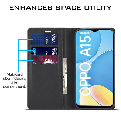 Oppo A15/A15s Wallet wallet flip cover in black by Pikkme – photo 3