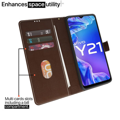 Brown & coffee mobile flip cover for Vivo Y21 2021/Y33s – Pikkme – photo 2