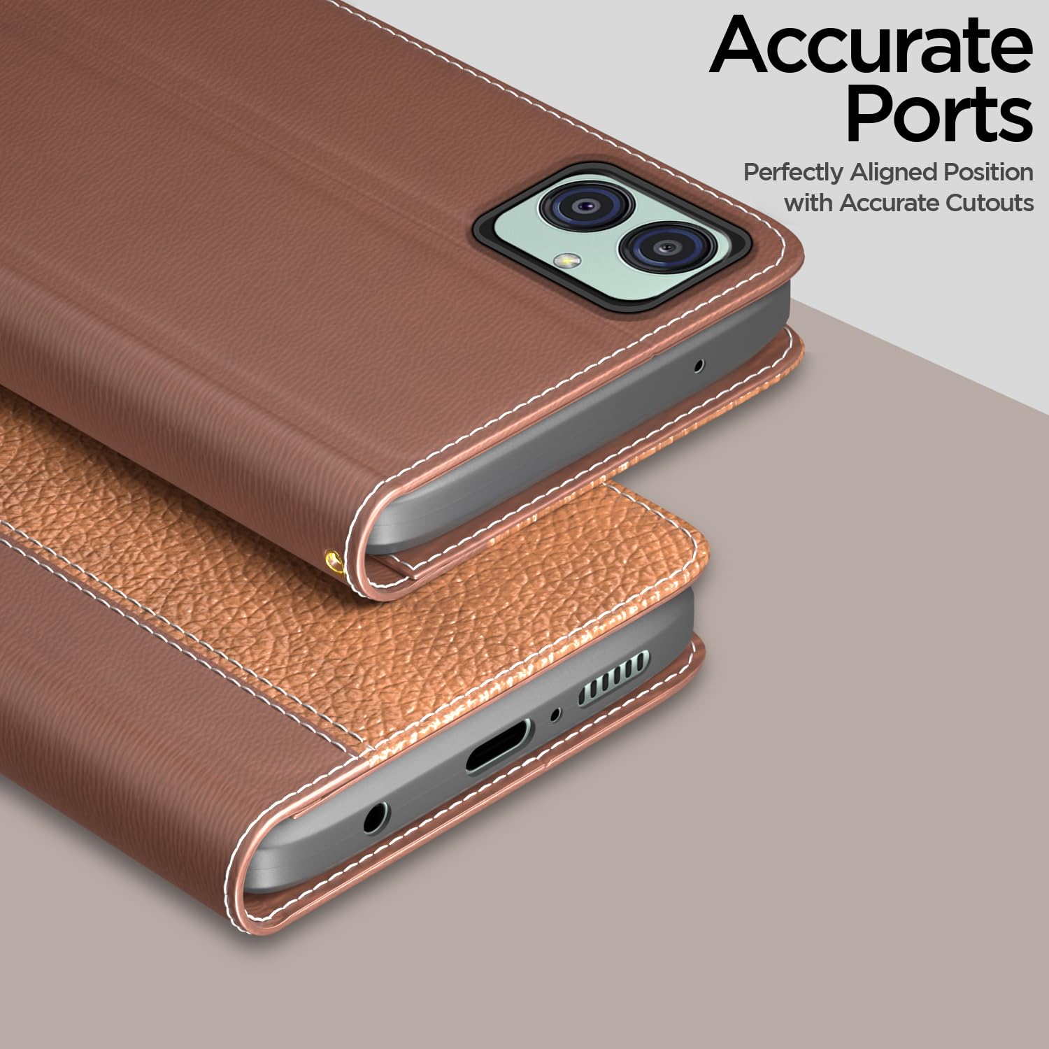 Pikkme tan wallet flip cover for Samsung M04/F04/A04e – photo 2