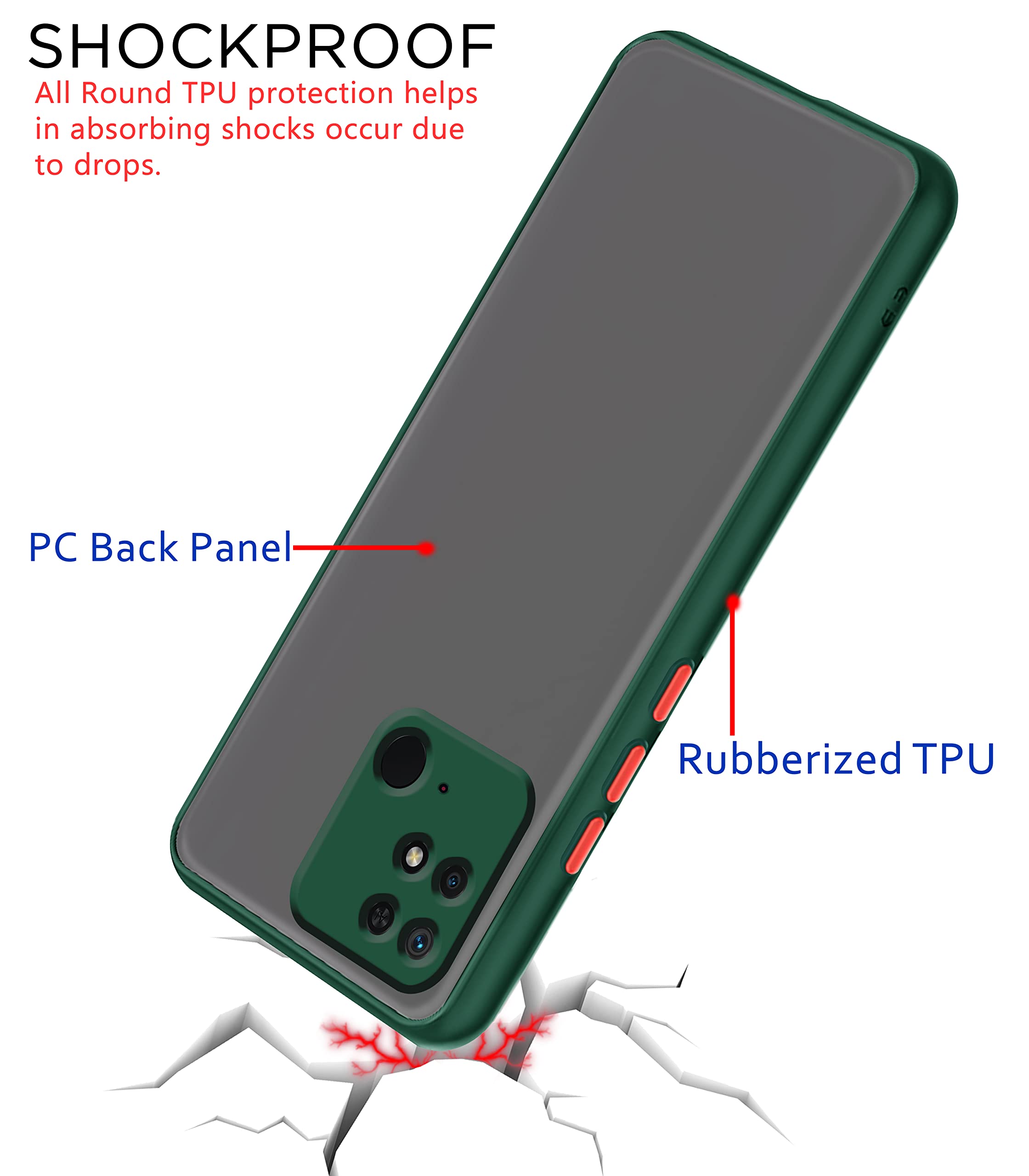 Pikkme green Hybrid mobile back cover for Redmi 10 – photo 4