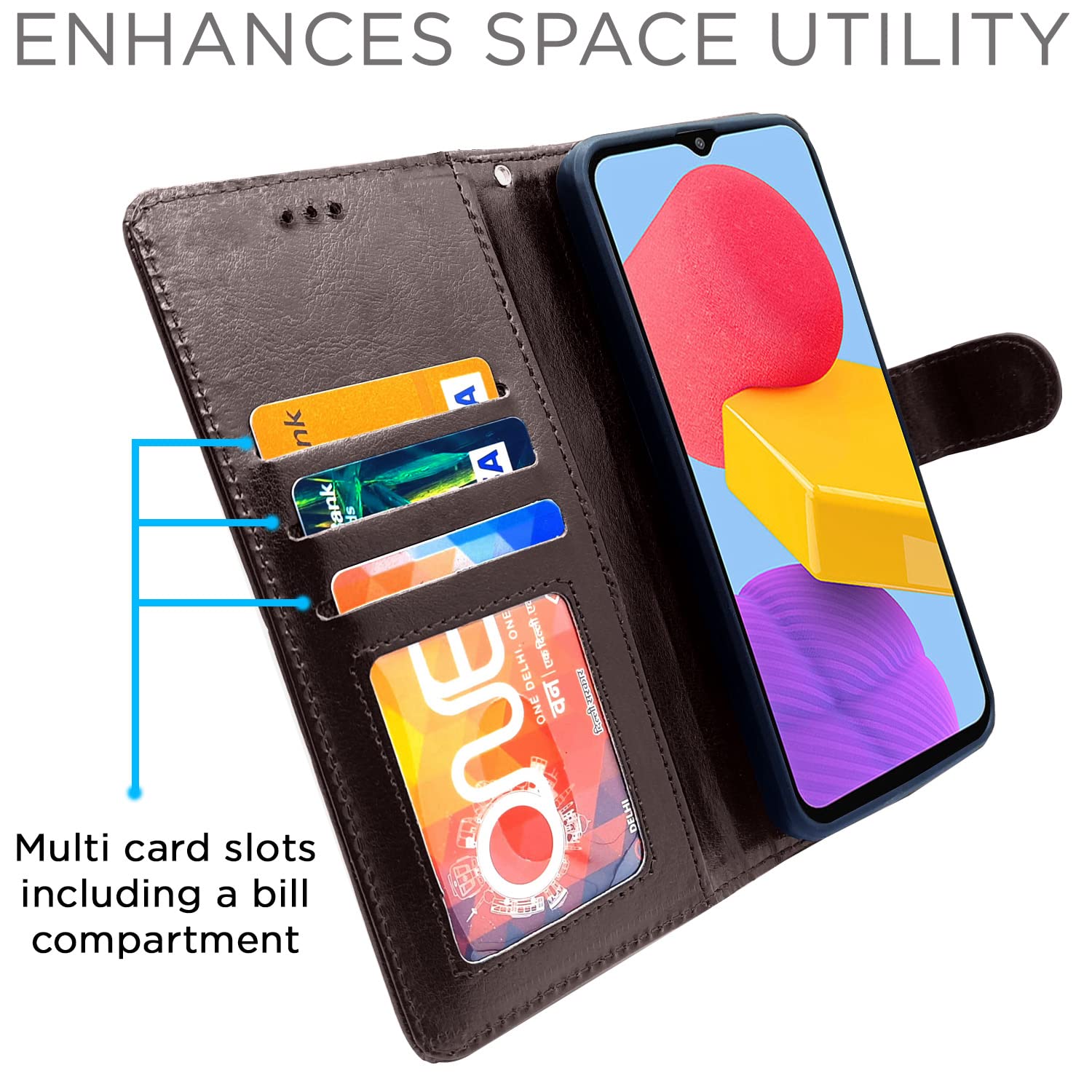 Pikkme  Samsung Galaxy F13 Vintage  Flip Cover   (Coffee)
