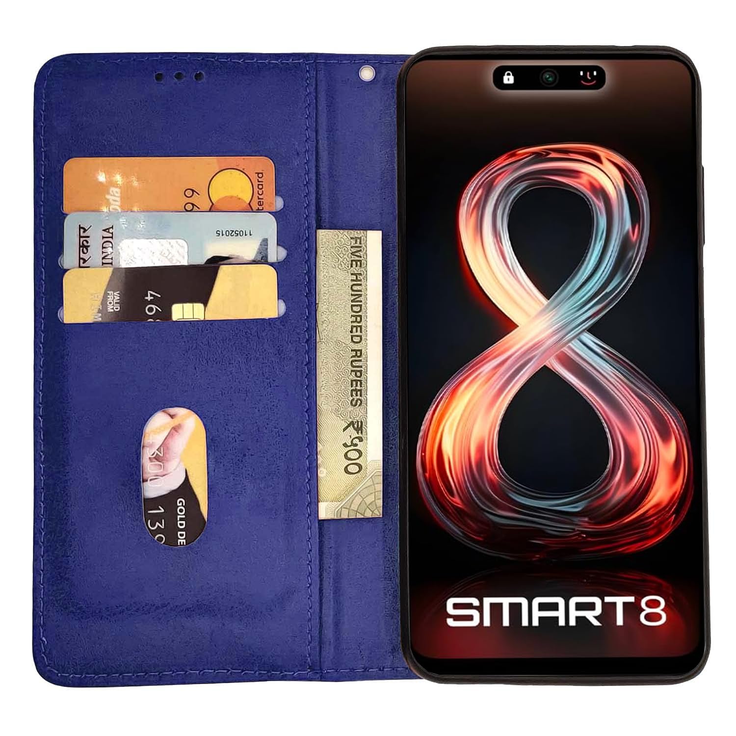 Blue Magnetic wallet flip cover for Infinix Smart 8 – Pikkme – photo 2
