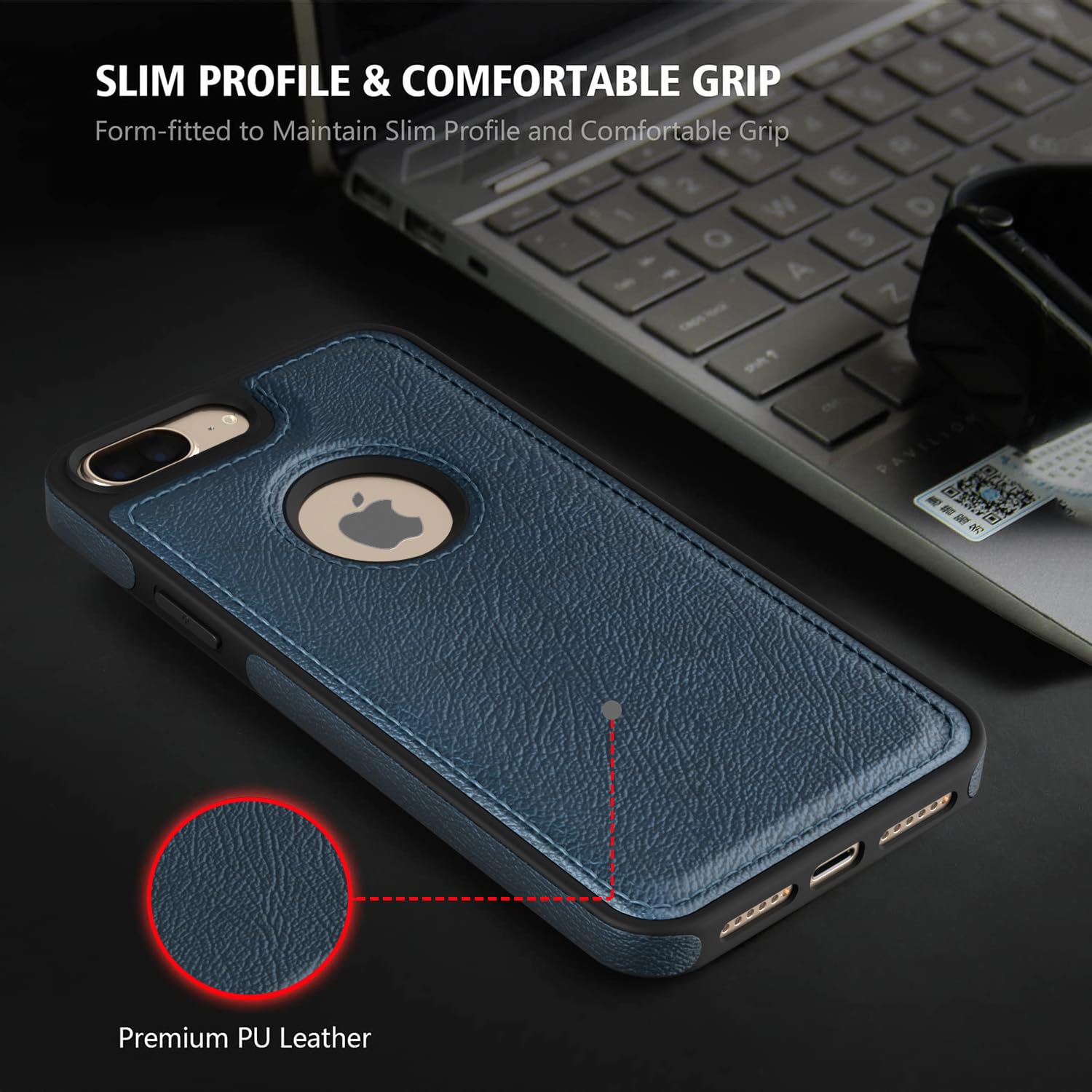 Pikkme iPhone 7 Plus / 8 Plus Flexible Pu Leather Back Cover | Blue