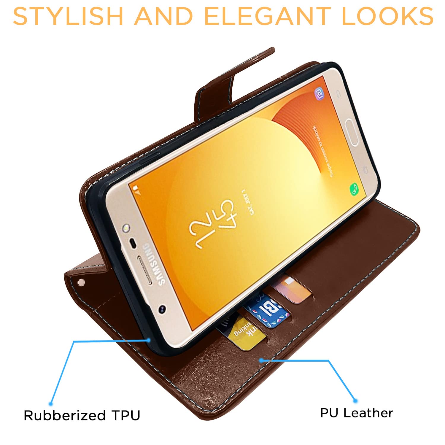 Pikkme Samsung J7 Max Magnetic brown & coffee wallet flip cover – photo 5