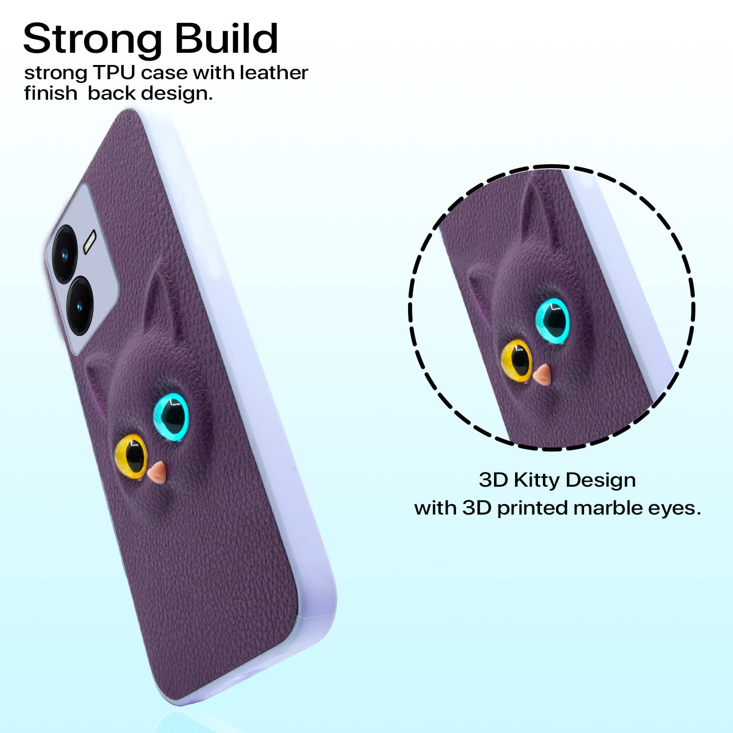 Pikkme Vivo Y22 Kitty Back Cover (Purple)