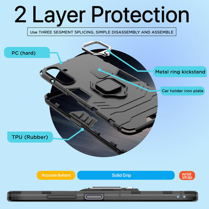 Pikkme Samsung Galaxy M16 5G D5 Tough Armor Back Cover (Black)