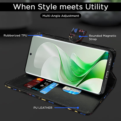 Pikkme Vivo V40e/iQOO Z9s 5G black flower mobile flip cover – photo 5