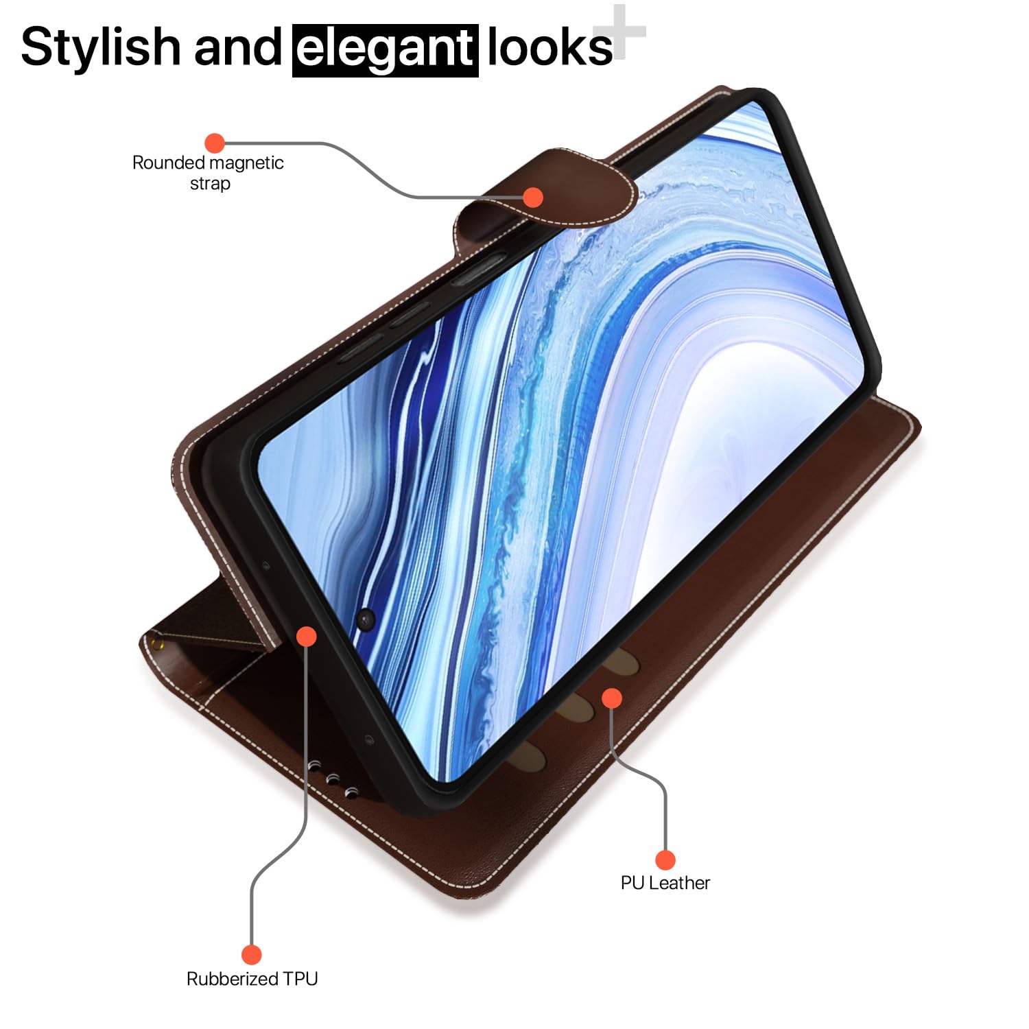 Brown & coffee Magnetic mobile flip cover for Redmi Note 9 Pro/Note 9 Pro Max/Poco M2 Pro/Note 10 Lite – Pikkme – photo 3