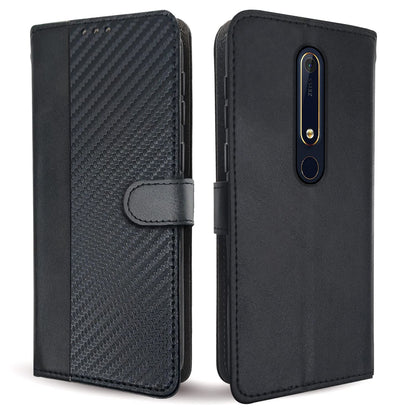 Nokia 6.1 Plus Wallet wallet flip cover in black by Pikkme