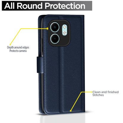 Pikkme Infinix Smart 9 HD Vintage Flip Cover (Blue)