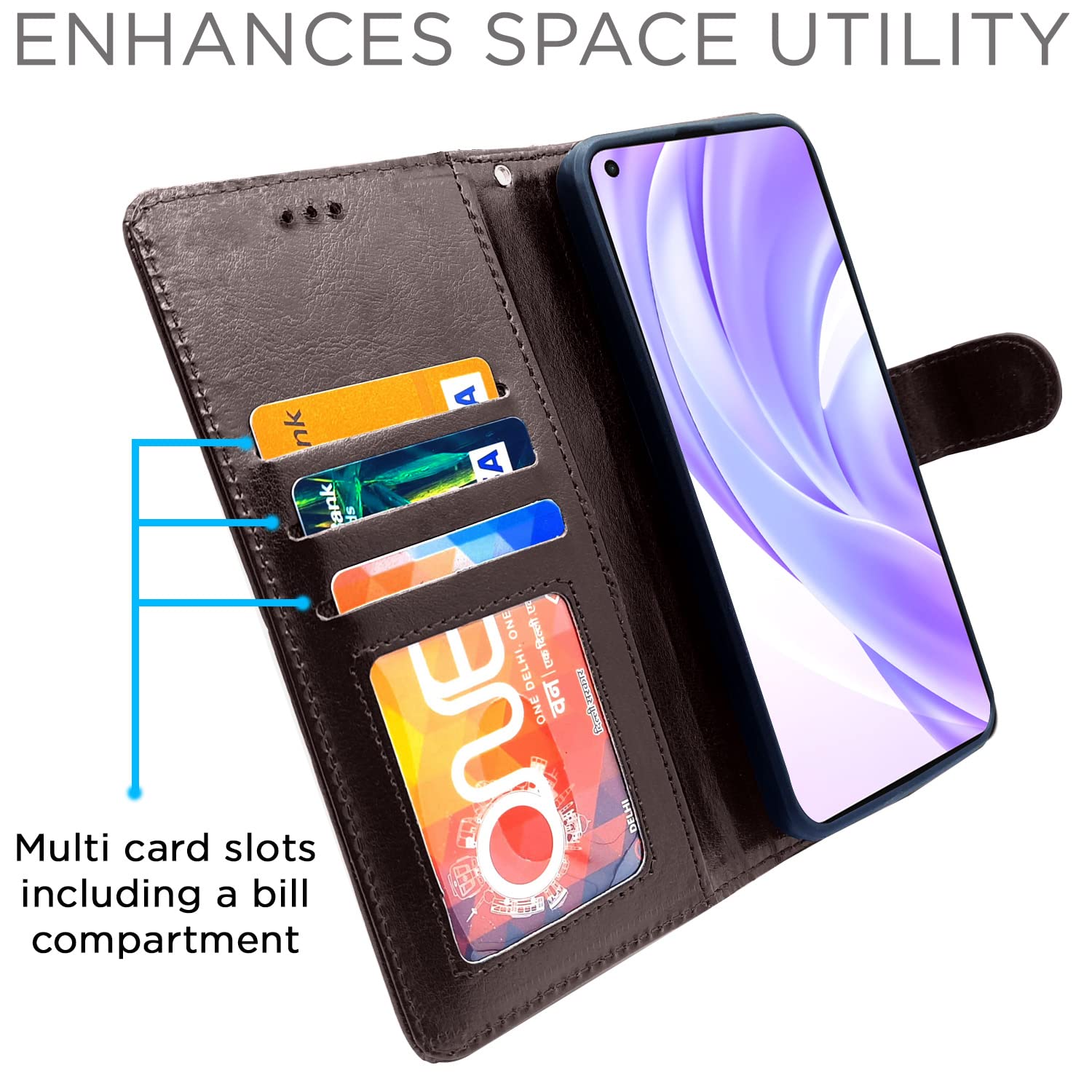 Pikkme Mi 11 Lite Vintage Flip Cover (Coffee)