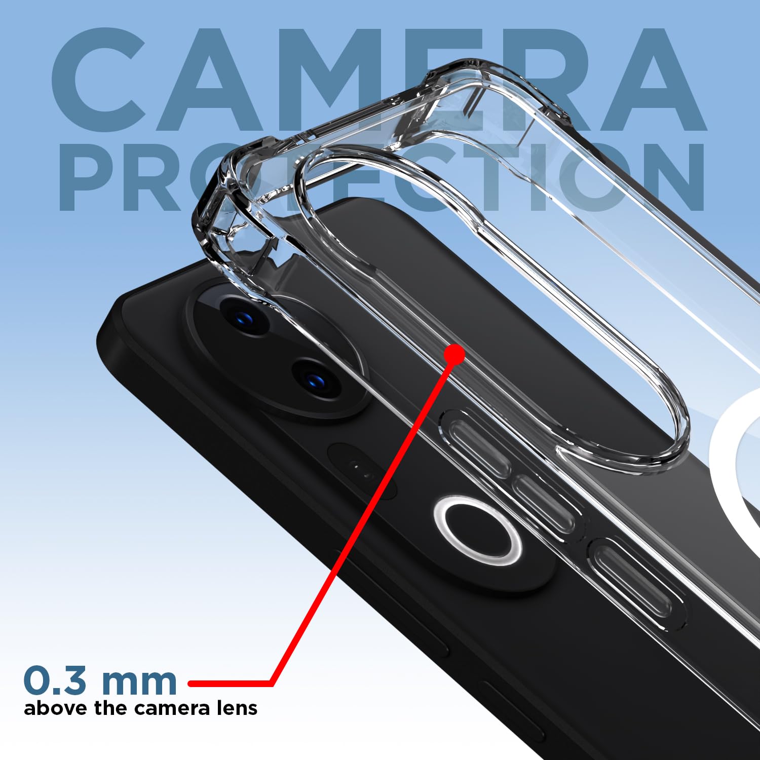 Pikkme Vivo T4 Ultra 5G Mag-Safe Shockproof PC + TPU Back Cover (Transparent)