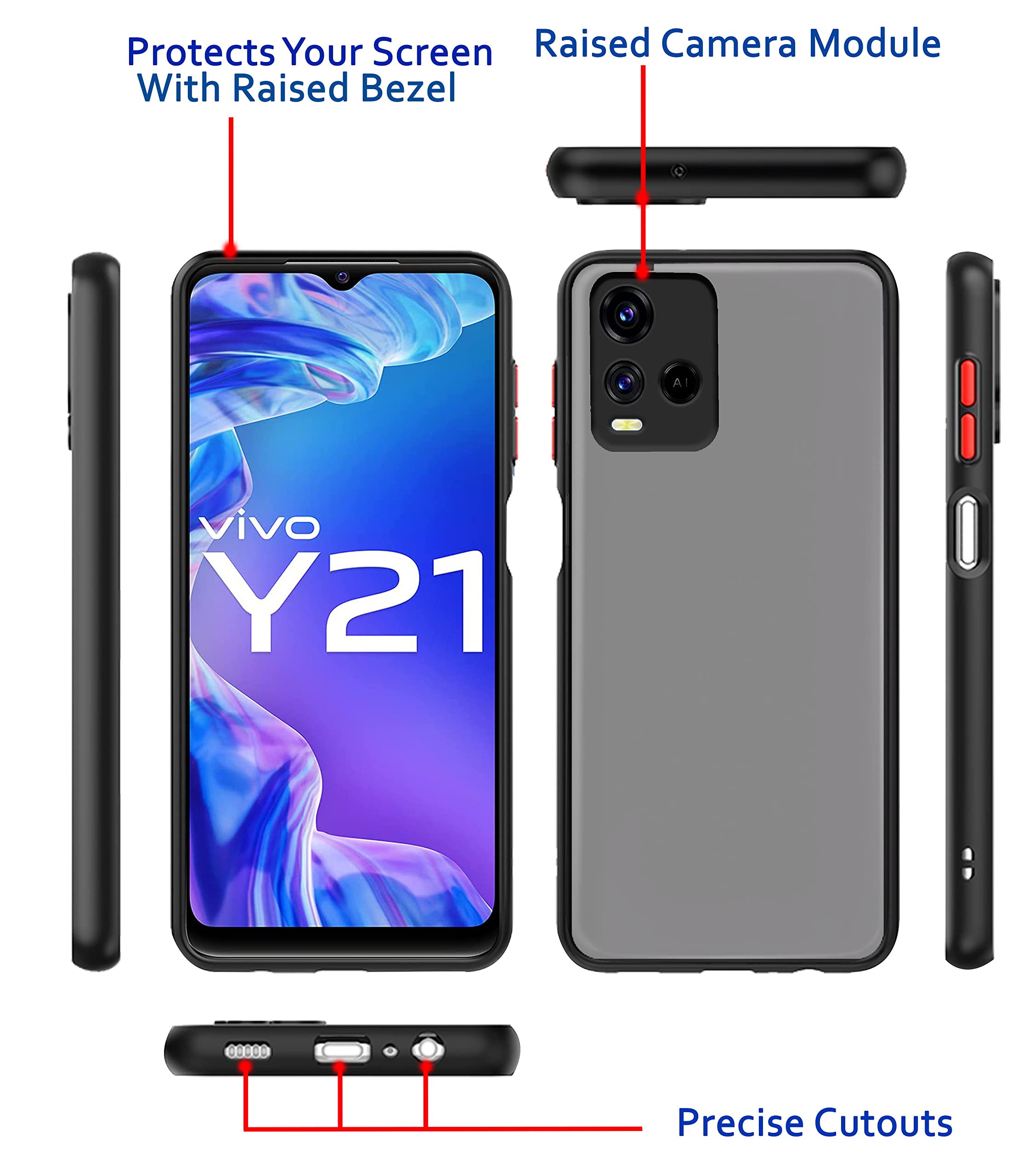 Vivo Y21 2021/Y33s Hybrid mobile back cover in black by Pikkme – photo 3