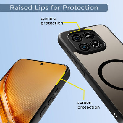 Pikkme Infinix GT 30 Pro 5G Eagle 2 Mag-Safe Shockproof Hard Transparent Back Cover (Black)