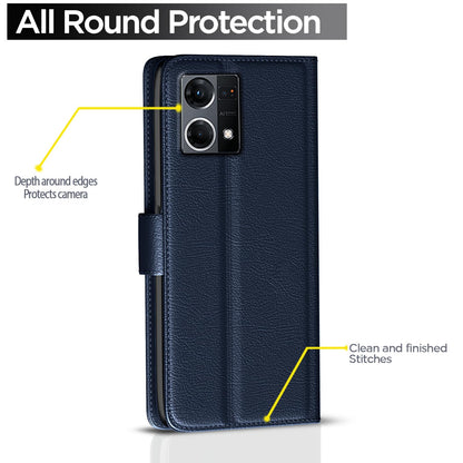 Pikkme Oppo Reno 7 5G Button blue mobile flip cover – photo 4