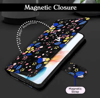 Pikkme Oppo A2 Pro 5G black flower mobile flip cover – photo 2
