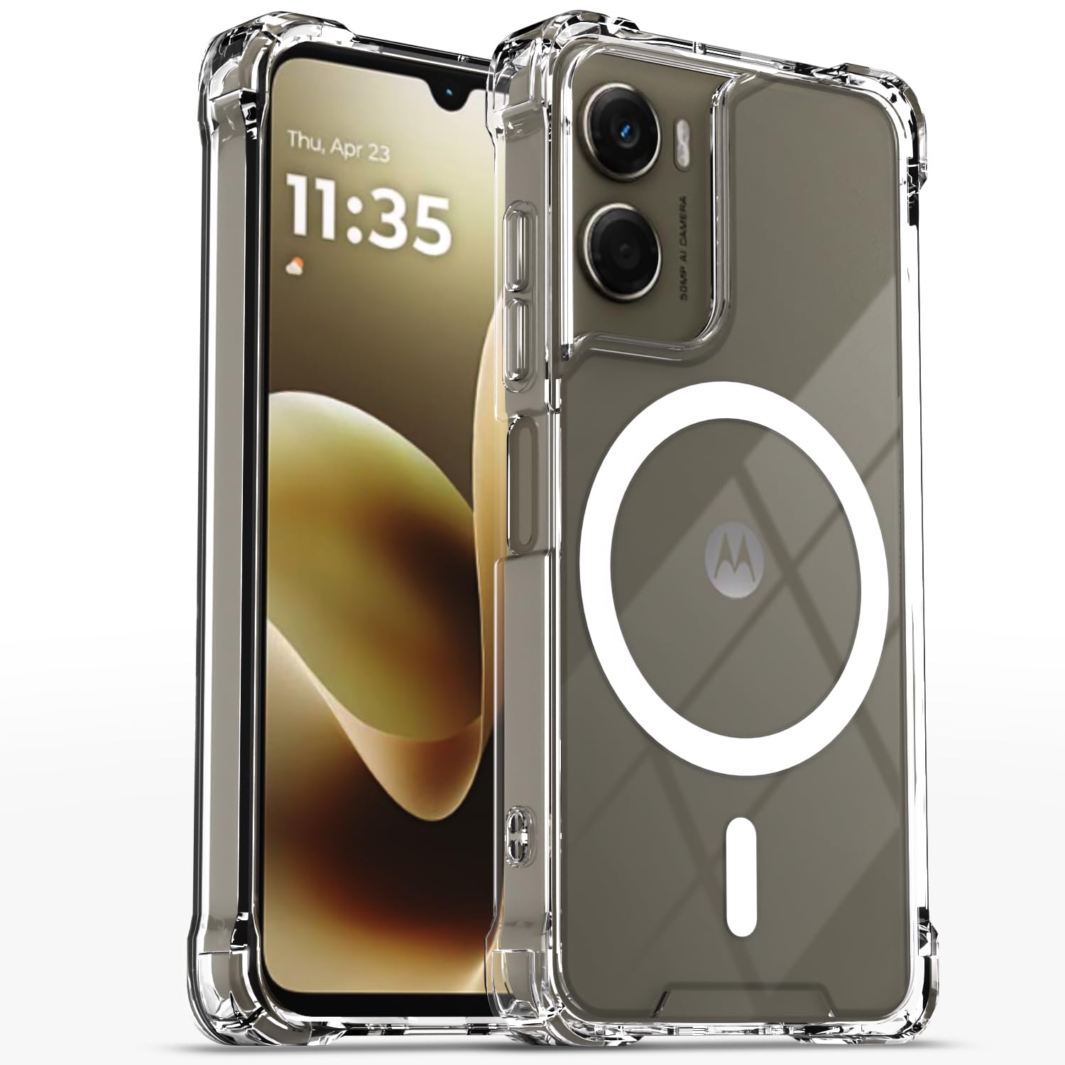 Moto G06 Power MagSafe mobile cover in transparent mag-safe by Pikkme