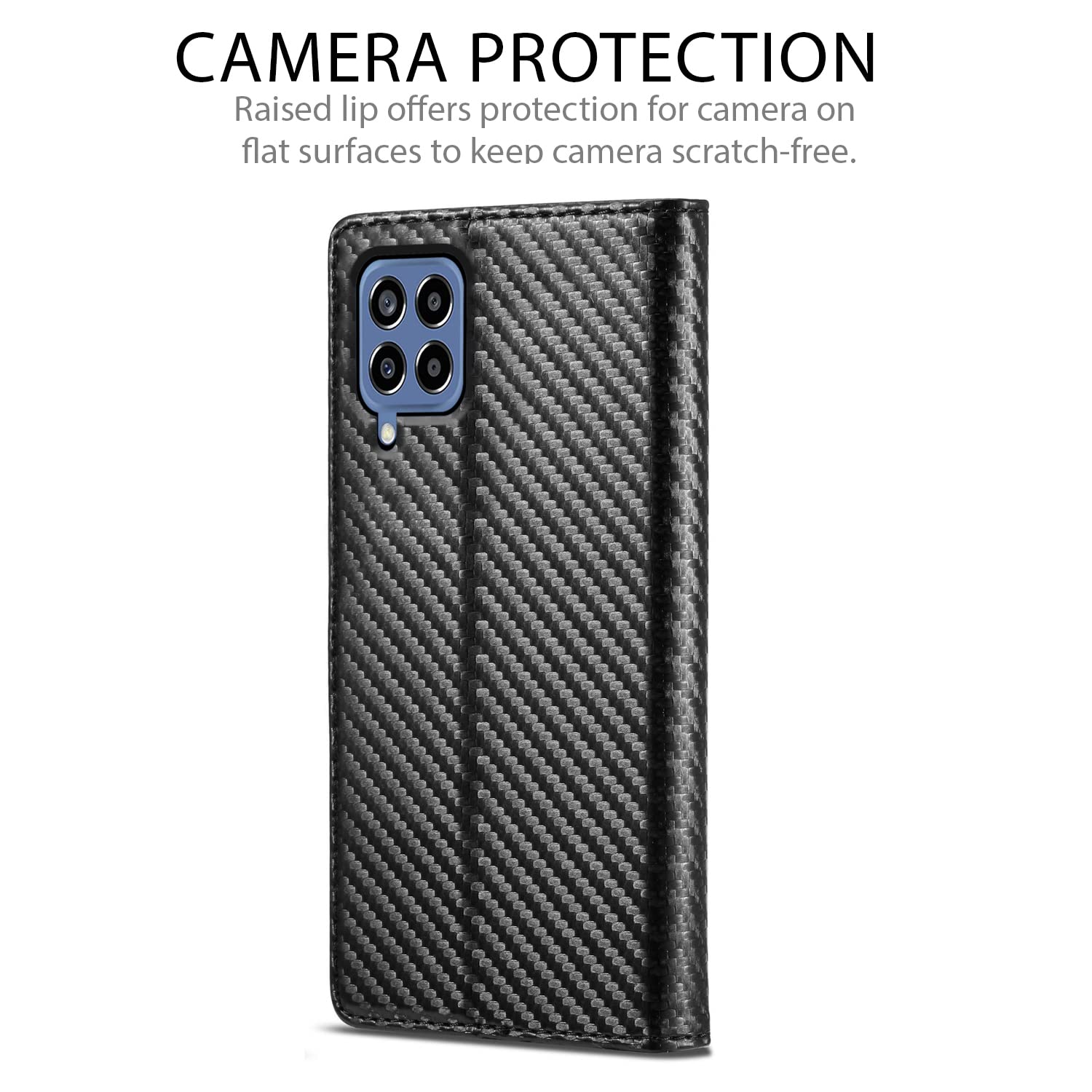 Samsung M12/F12/A12 Wallet mobile flip cover in black by Pikkme – photo 4