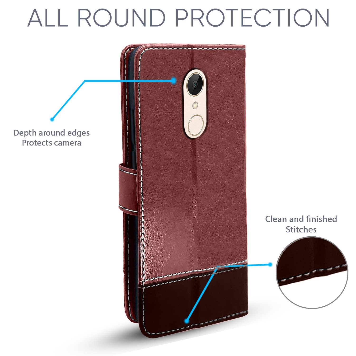Redmi Note 5 Magnetic flip case in brown & coffee by Pikkme – photo 2