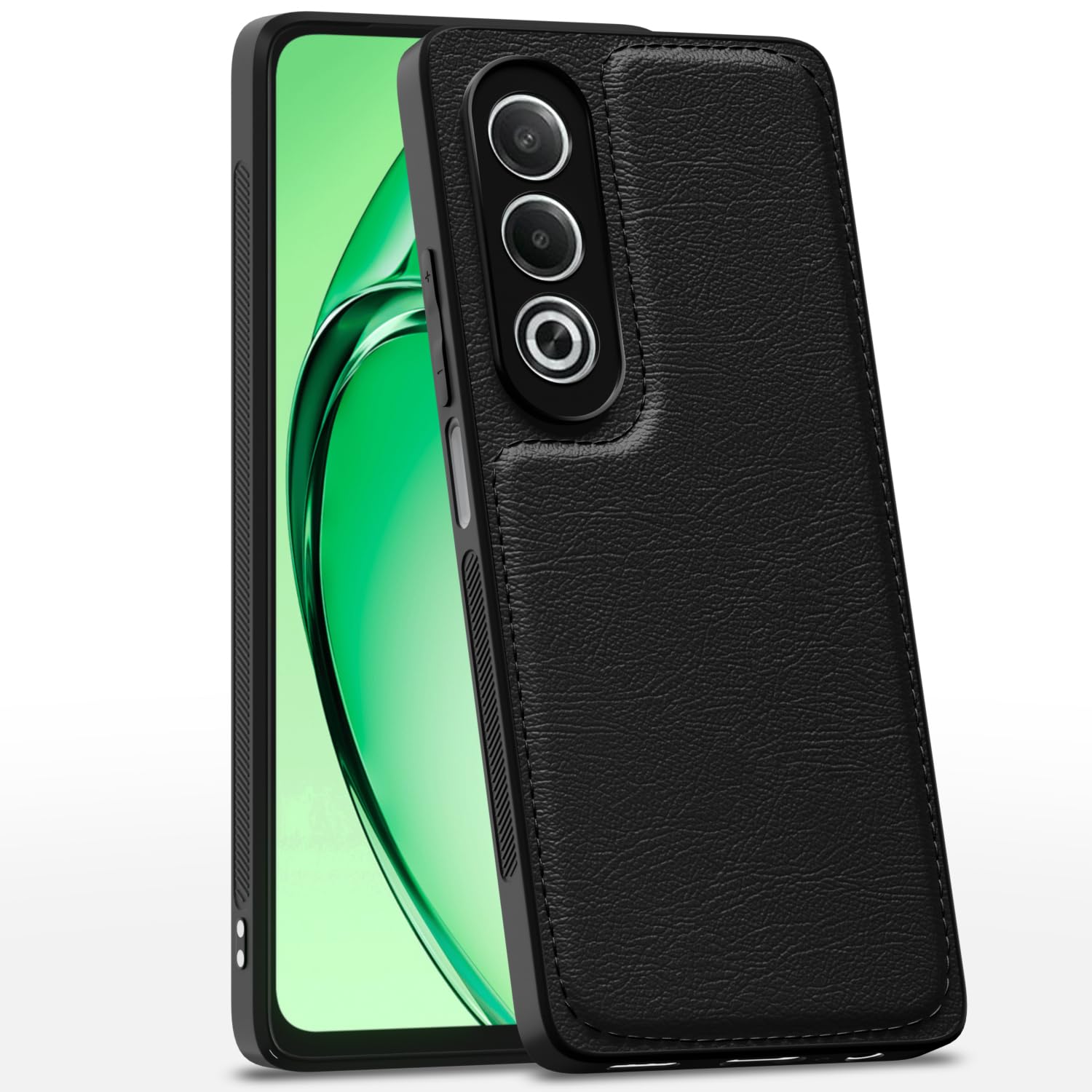 Oppo K12x 5G LeatherBack Back Cover – Black