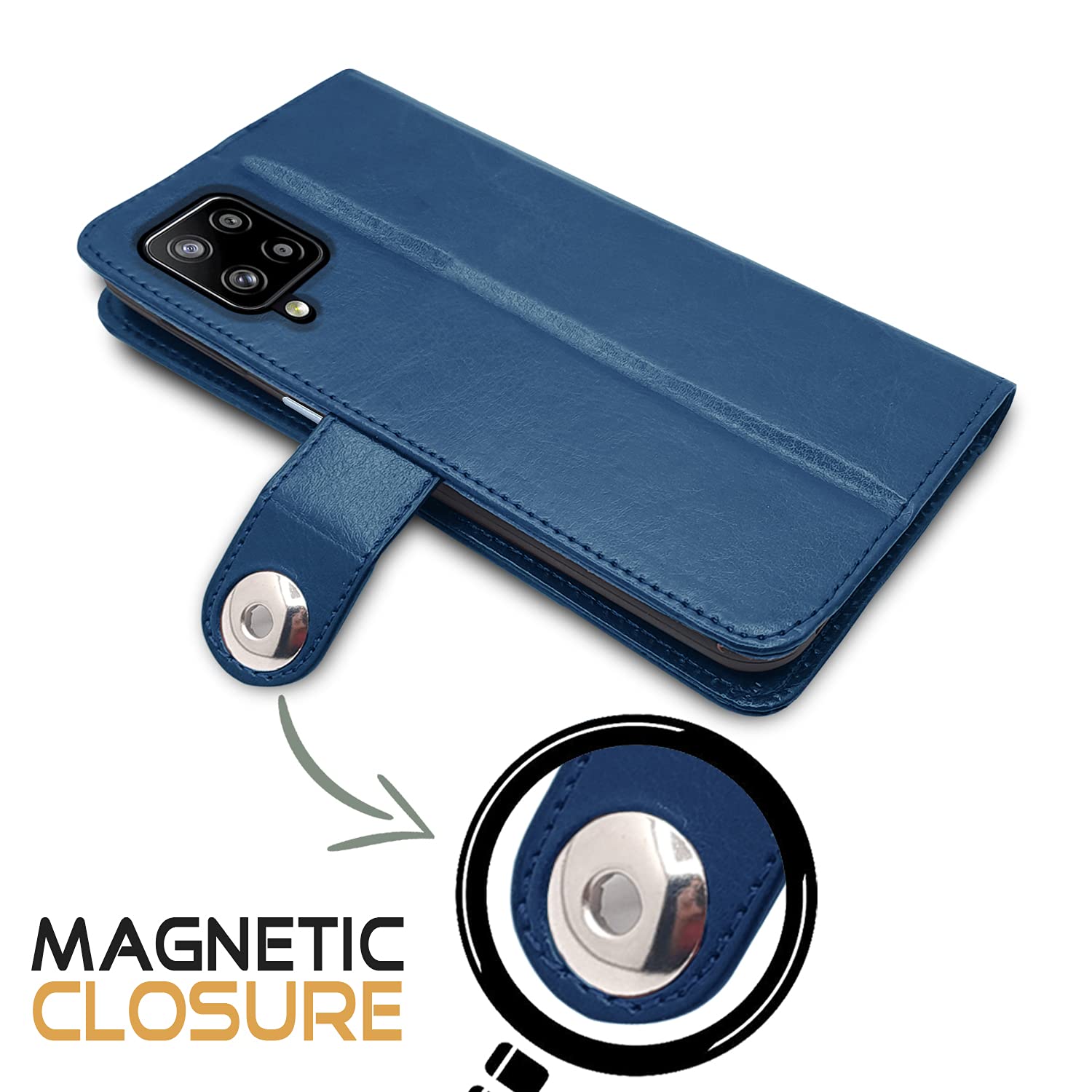Pikkme Samsung Galaxy M12 / F12 / A12 Button Flip Cover (Blue)