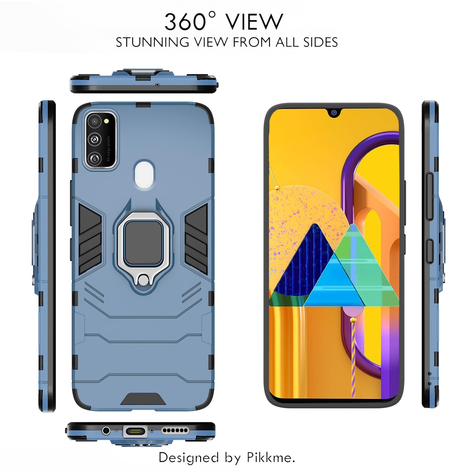 Pikkme Samsung Galaxy M21 / M30s / M21 2021 D5 Tough Armor Back Cover | Blue