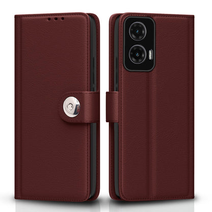 Brown Button wallet flip cover for Moto G35 5G – Pikkme