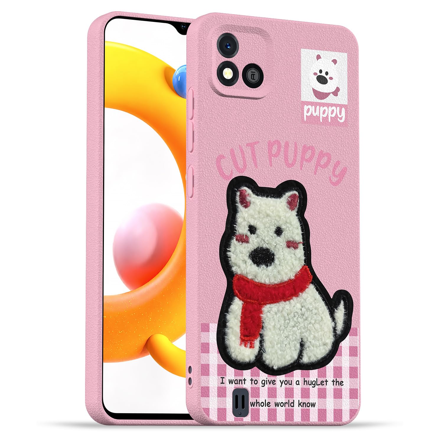 Pikkme Realme C20 Plush Patch pink phone cover