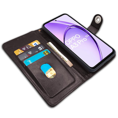 Pikkme Oppo A3 Pro 5G Button Flip Cover (Coffee)