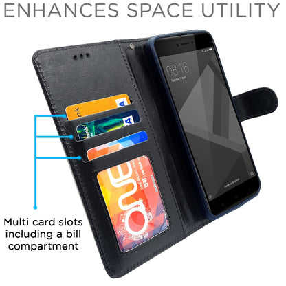 Pikkme Redmi 4 Vintage Flip Cover (Black)