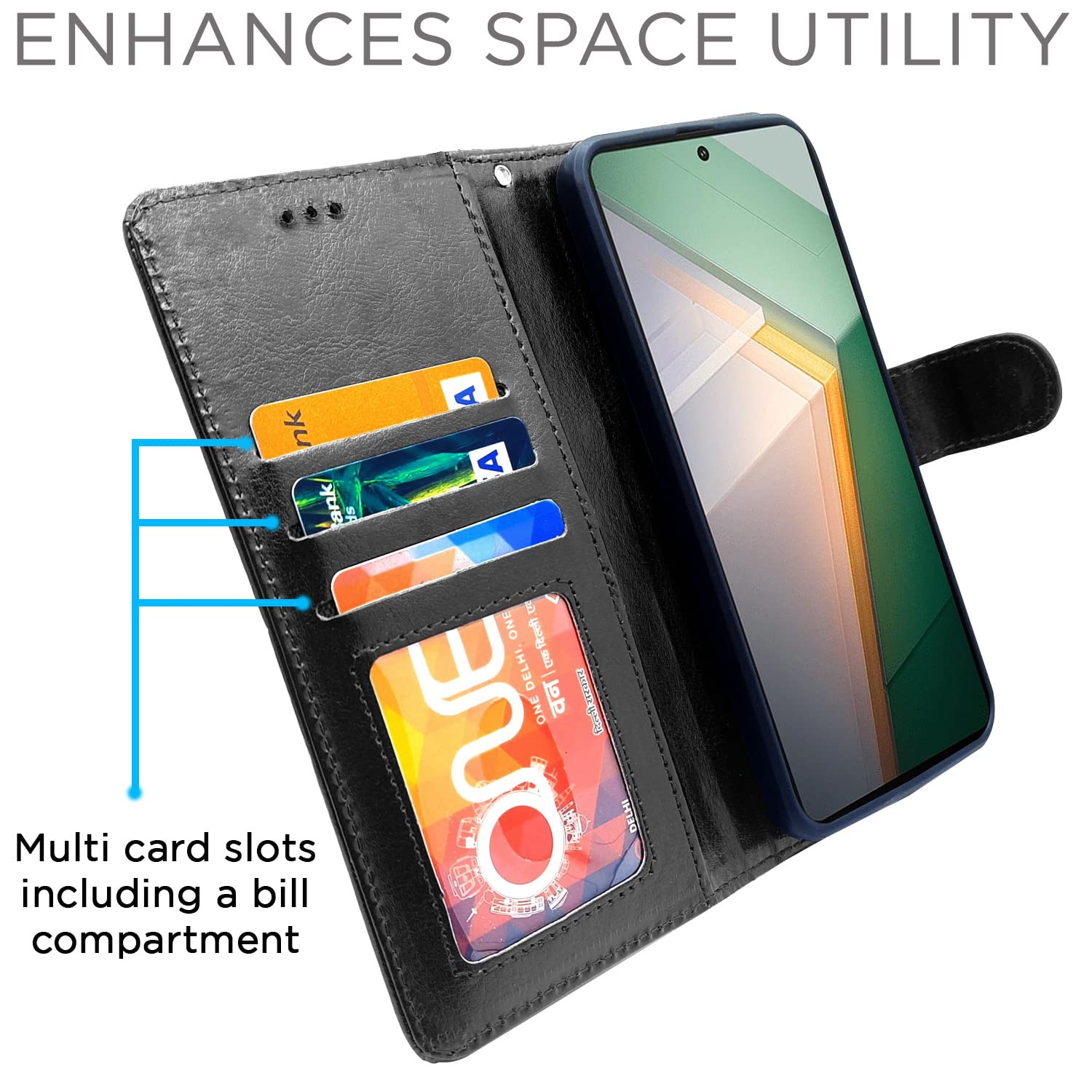 Pikkme black wallet flip cover for iQOO 11 5G – photo 3