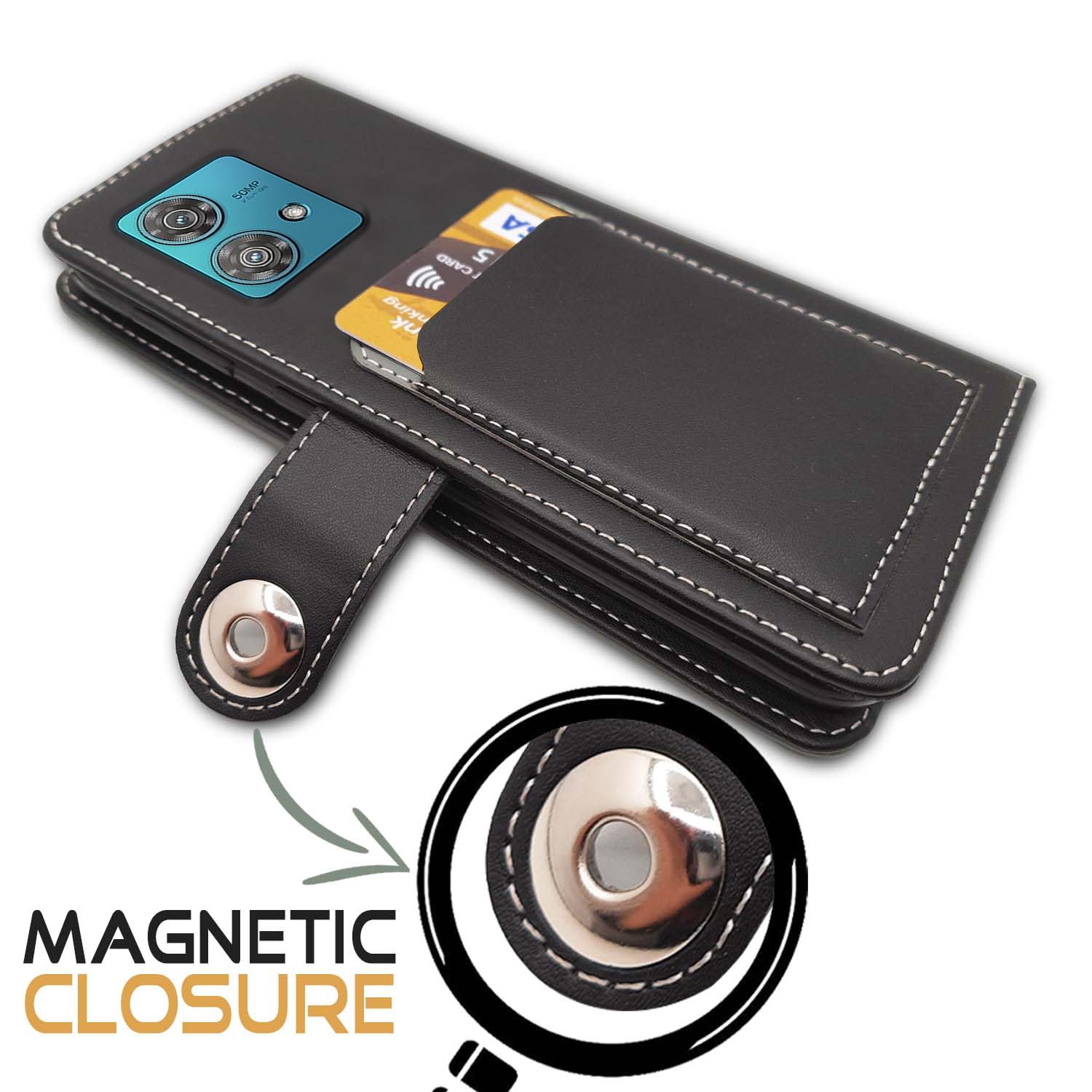 Pikkme Moto Edge 40 Neo 5G Magnetic grey mobile flip cover – photo 3