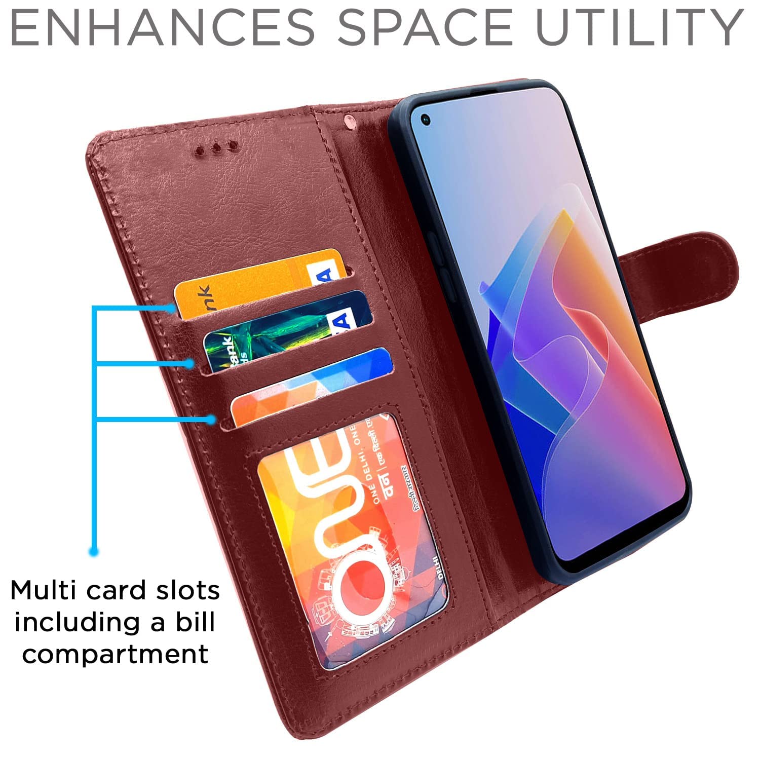 Pikkme brown wallet flip cover for Oppo F21 Pro/F21s Pro 5G – photo 3