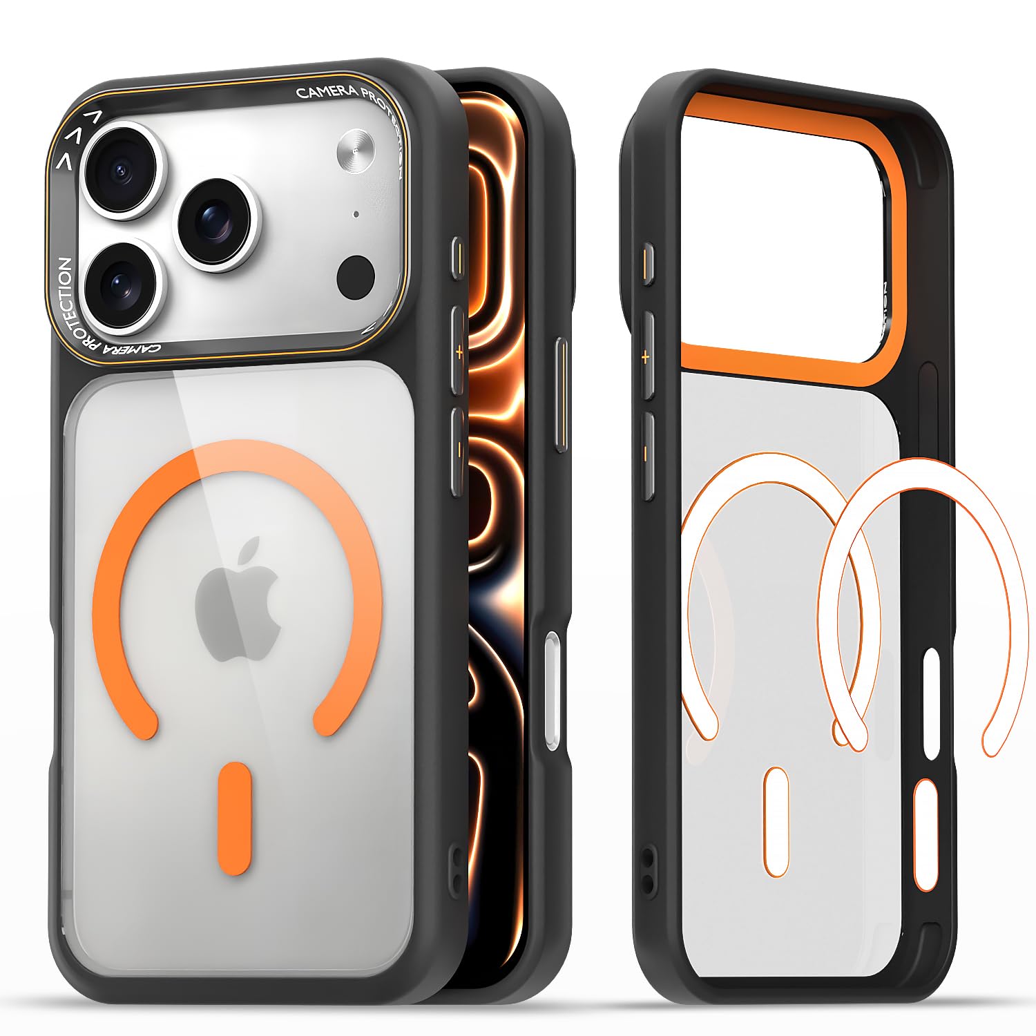 Black & orange mag-safe phone cover for iPhone 17 Pro Max – Pikkme