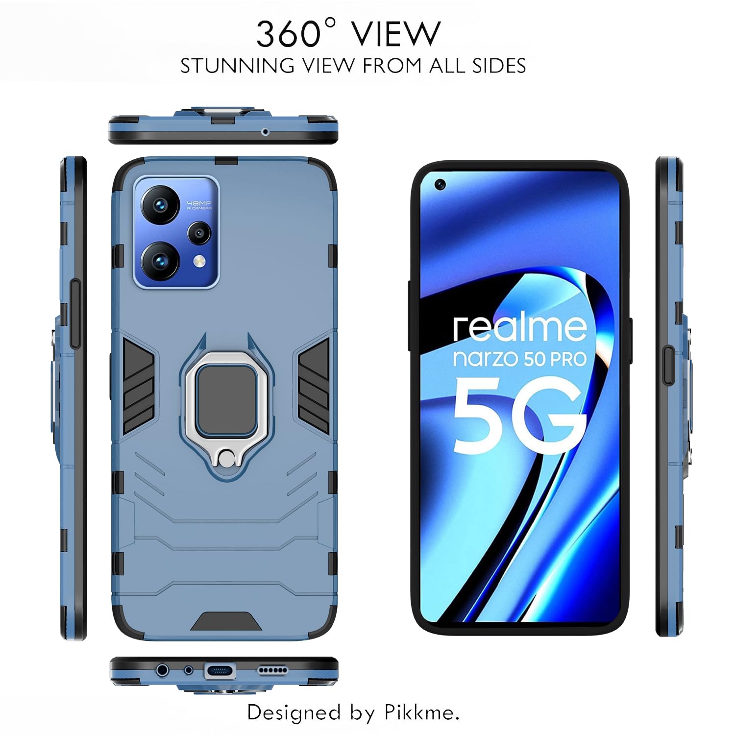 Pikkme Realme Narzo 50 Pro 5G D5 Tough Armor Back Cover | Blue