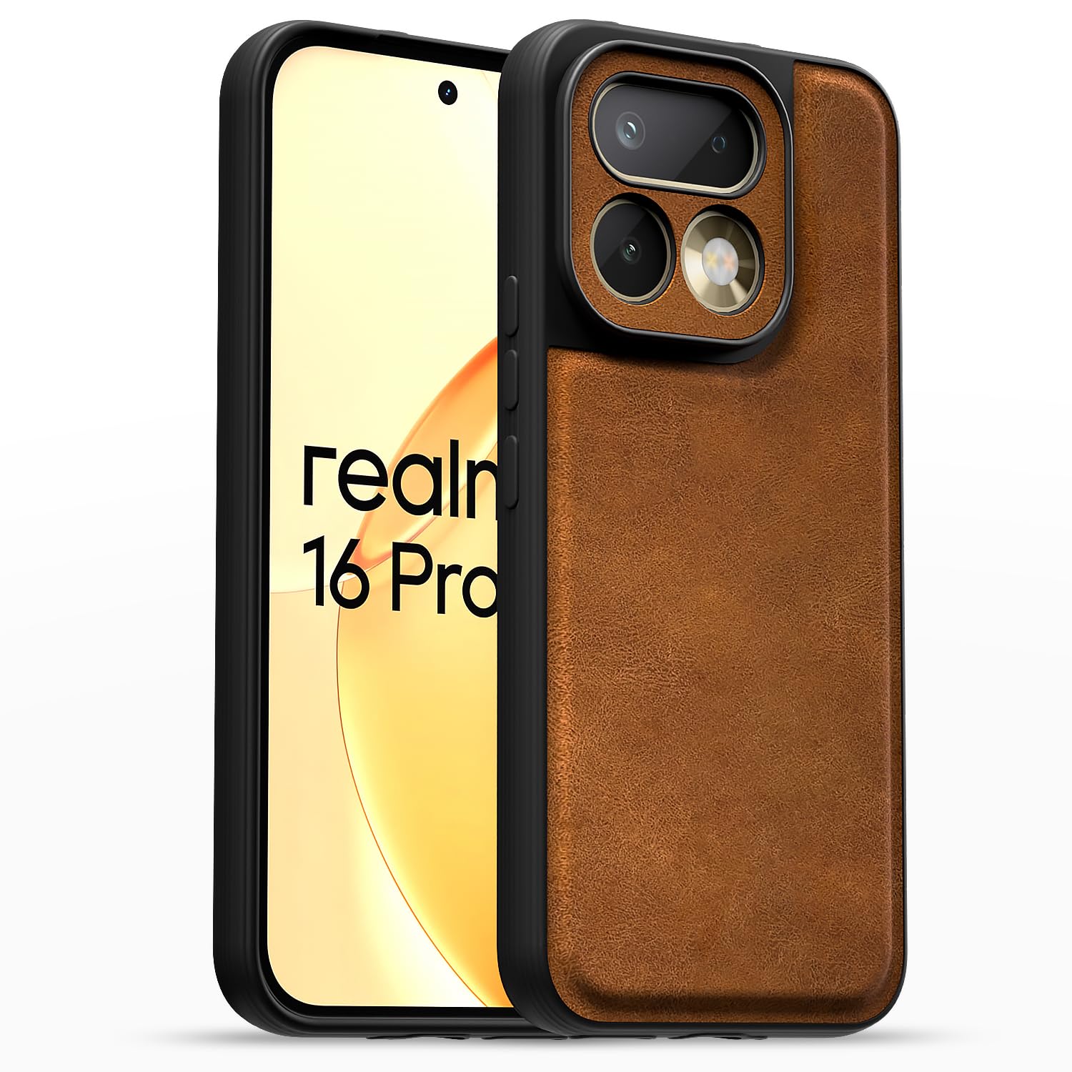 Realme 16 Pro 5G Leather phone cover in brown by Pikkme