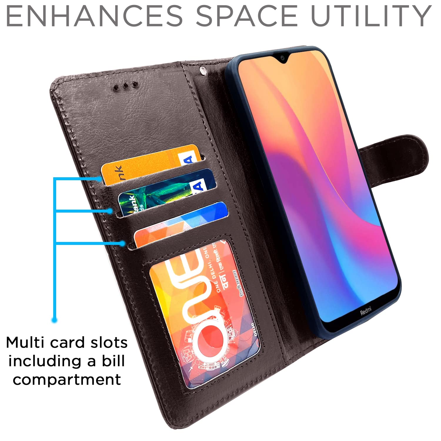 Pikkme Redmi 8A Dual Vintage Flip Cover (Coffee)