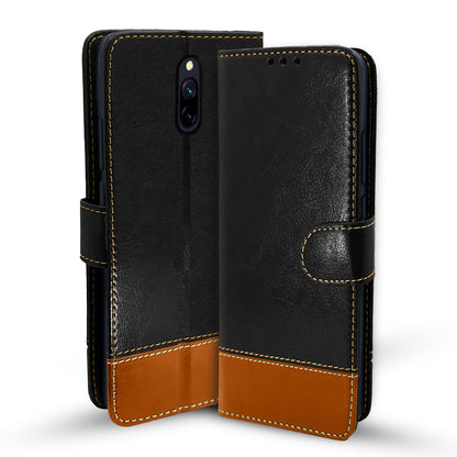 Pikkme black & brown wallet flip cover for Redmi 8A