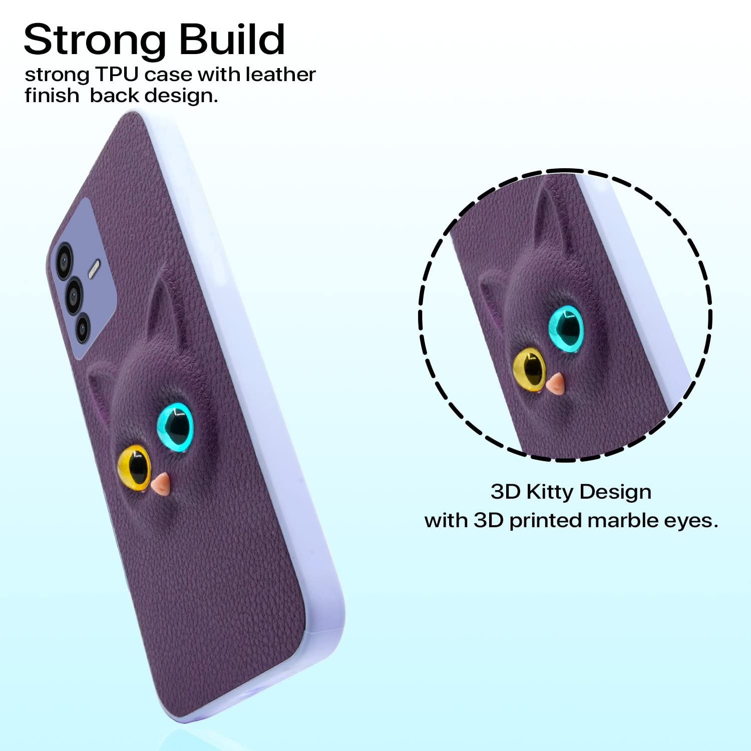 Pikkme Vivo V23 5G Kitty Back Cover (Purple)