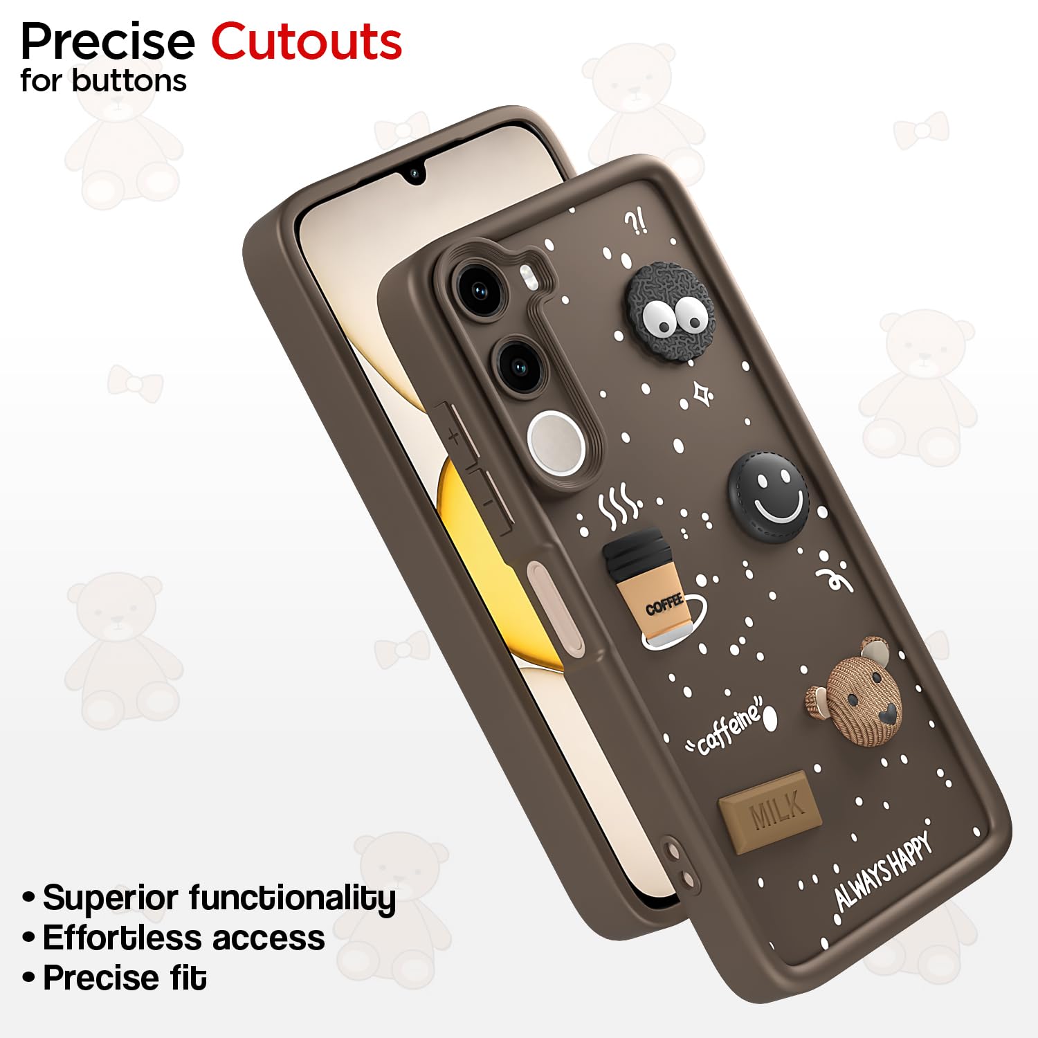 Pikkme Realme C100x Bear Coffee brown mobile back cover – photo 6
