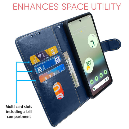 Pikkme blue & brown Magnetic wallet flip cover for Google Pixel 6a – photo 4