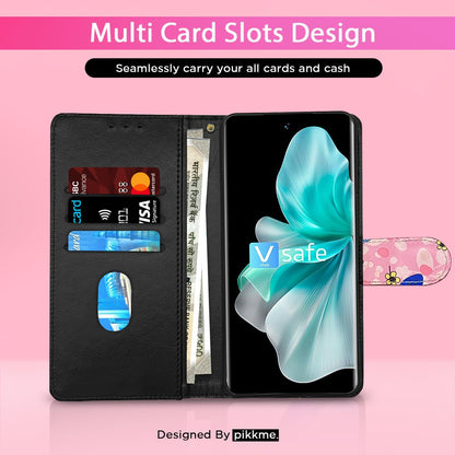 Pikkme pink flower wallet flip cover for Vivo V30 5G – photo 2