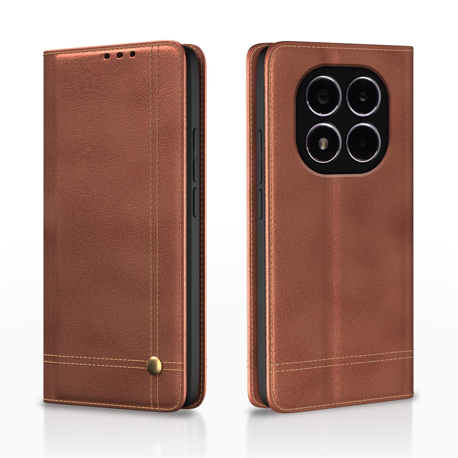 Brown Magnetic wallet flip cover for Redmi Note 14 Pro/Note 14 Pro Plus 5G – Pikkme
