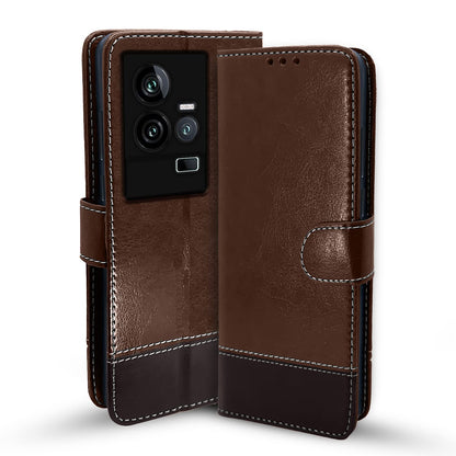 Brown & coffee wallet flip cover for iQOO 11 5G – Pikkme
