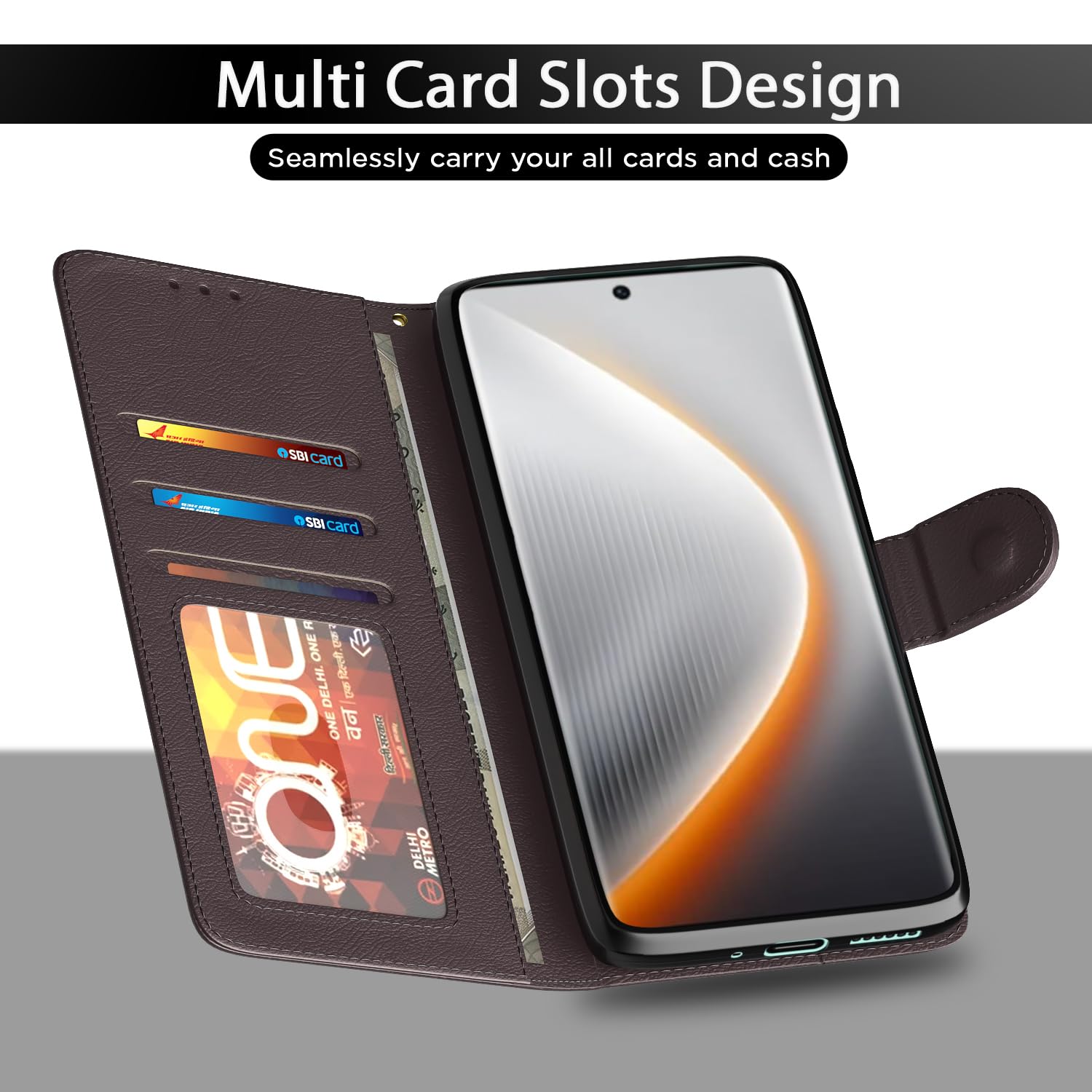 Pikkme Tecno Pova Curve 5G Premium Leather Finish Vintage Flip Cover (Coffee)